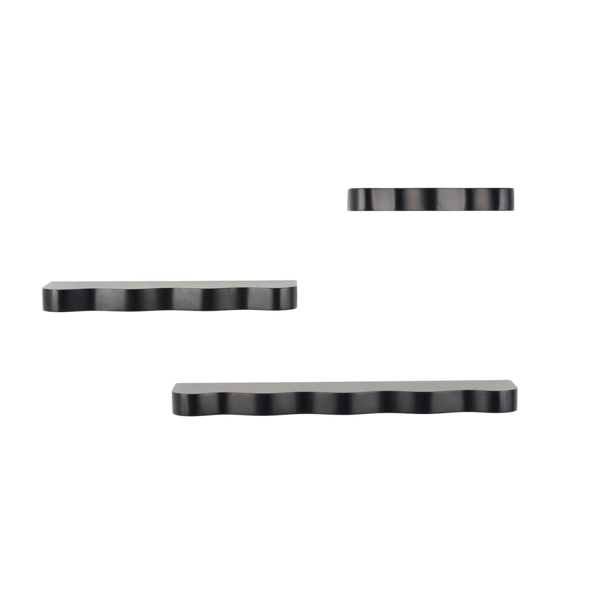 Black Wood Handmade Wall Shelf Set